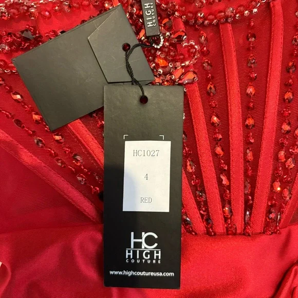Elegant Red Beaded Dress